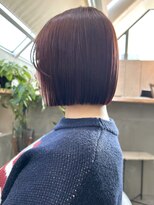 チェリーブラウンブリーチなしショートボブ前髪