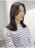 顔まわりレイヤーミディアムレイヤー前髪