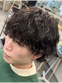渋谷シャドウパーマメンズカットルーズパーママッシュウルフヘア