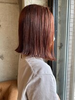 ヘアーアンドメイク ファット(Hair&Make PHAT) 切りっぱなしミディアムボブオレンジカラー20代30代