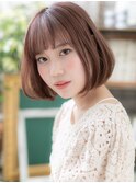 ★ミルクティーピンク切りっぱなし前下がりボブ20代30代40代★10