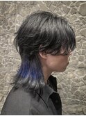 メンズロングウルフ×インナーカラー×ニュアンスカルマパーマ