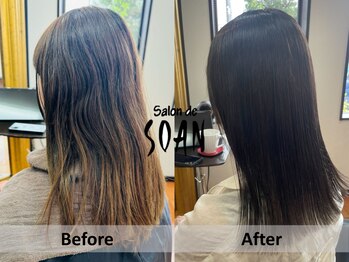 サロン ド ソアン(Salon de SOAN)の写真/お客様をサポートしたいから一人一人の髪質やクセを見極め、あなたに似合うスタイルをご提案します♪