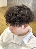 ツイストスパイラルパーマメンズカットマッシュバーバーフェード