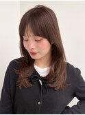 ミディアム/レイヤーカット/顔周りカット/透明感カラー
