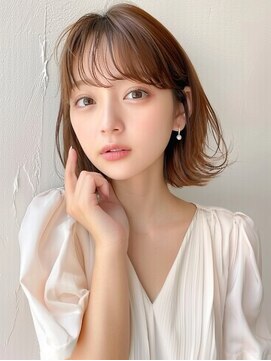 クラン 岡本(Chlan) ワンレンボブ×切りっぱなし外ハネスタイル