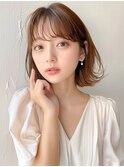 ワンレンボブ×切りっぱなし外ハネスタイル