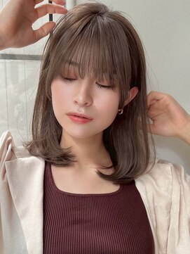 ハニーシブヤ(HONEY shibuya) ラウンドバング/バタフライカットレイヤー/ナチュラルブラウン3