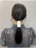 20代30代大人可愛いお呼ばれスタイル編みおろしグレージュ