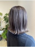 コントラストハイライト × 切りっぱなしボブ