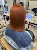 アジールヘア 所沢プロペ通り店(agir hair)&nbsp;ボブオレンジ前髪こなれミディイメチェンケアブリーチ所沢韓国