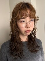 フィルムス 渋谷(FILMS)&nbsp;デジタルパーマレイヤーカット顔周り前髪ミディアムロング/渋谷