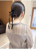 久保田)お呼ばれ結婚式参列ヘアセットシニヨンリボンアレンジ