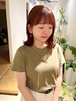 セブンベルベット(7 Velvet)&nbsp;オレンジブラウン髪質改善カラー/きりっぱなしミディ/SHINJYO