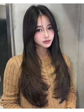 韓国ヘア 羽エクステ ココアベージュ 髪質改善 レイヤーカット