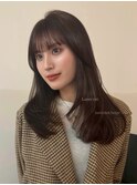 顔周りレイヤーカットロングレイヤーボブ韓国ヘアハッシュカット