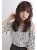 【大人可愛く】ふんわり内巻きロング×グレージュ