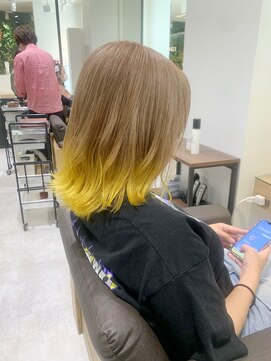 ルディー バイ ヘアーポケット(rudii by HAIR POCKET) 毛先カラー×イエロー