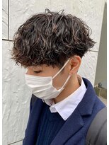 ジーニー 本厚木(Genie)&nbsp;波巻きアッシュブラック/ハイライト/マッシュパーマ/ウルフ