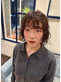 ボブパーマ　ベージュ