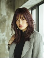 ノラ シブヤ(NORA)&nbsp;s1ハッシュカットミディアムレイヤーワインレッドボルドーカラー