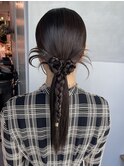 【ローポニーテール】結婚式銀座お団子カチモリタイトヘアセット