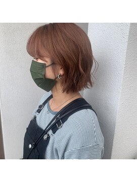 ステイシー(STACY) STACY  切りっぱなしボブ×オレンジカラー(那覇小禄奥武山公園)