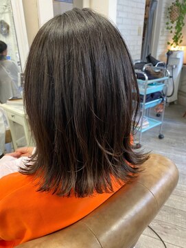 モルニ(MORNI) アッシュグレー_マロンベージュ Aラインボブ かきあげ