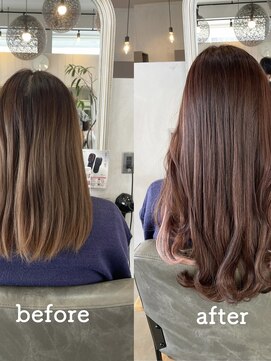 シェル 津山の手店(shel) ピンクブラウンシールエクステ70本20代30代40代艶髪