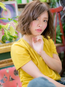 カバーヘア イヴ 戸頭店(COVER HAIR EVE) 斜めバングくせ毛風ゆるふわ小顔前下がりボブh3戸頭20代30代40代