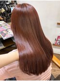 〇オレンジブラウン 夏カラー ブリーチなし 艶カラー