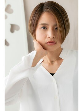 カバーヘア ブリス 大宮西口(COVER HAIR bliss) オレンジベージュ大人ハイライト丸みショートZ大宮20代30代40代