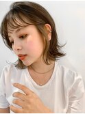 前髪アンブレラカラーこなれミディイメチェンウェーブパーマ