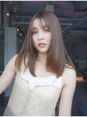 大人鎖骨下ストレート前髪あり透明感カラー[広島/八丁堀]
