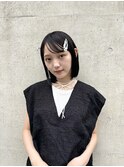 ◎切りっぱなしボブ縮毛矯正ショートボブストレートパーマ