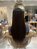ブリーチなしチェリーブラウン髪質改善縮毛矯正酸性ストレート