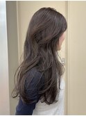 ブリーチなし くすみ アッシュブラウン レイヤーカット ロング夏