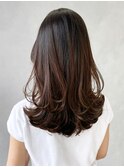 ロングくびれヘア美髪韓国ヘア顔周りレイヤー_ba405052