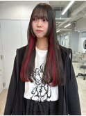 チェリーレッドインナーカラーイヤリングカラー デザインカラー