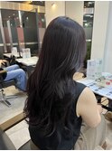 ダークレッドワインレッド艶髪韓国風20代30代
