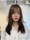ミディアムレイヤー/ハッシュカット/ダークグレー/韓国巻き/梅田