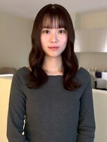 ユニバイリサ 天神大名店(uni by risa)&nbsp;暗髪グレージュ セミロング ゆる巻き 艶髪カラー 髪質改善