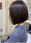 丸みボブ　ハイライト　ダークアッシュベージュ　髪質改善