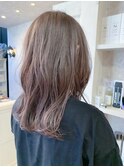 福山市美容室Caary人気 くすみ透け感マロンベージュカラー