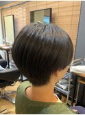 マッシュショート［黒髪/グレーベージュ//前髪パーマ］