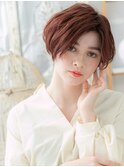 レッドブラウン小顔前下がりショートボブTb9越谷20代30代40代