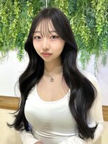 ビューブルー 亀戸錦糸町(VIEW BLUE)&nbsp;美髪カールブルーブラック韓国レイヤーロングセミディ顔周り前髪