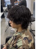 大人無造作 ミディアムウルフ シャドウパーマ