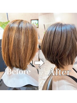 シンミシエル 京都北野白梅町(shinmiciel) ナチュラルボブ前髪ありイメチェン30代40代50代60代ショート