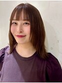 顔まわりカット/ミディアムレイヤー/ブラウンベージュ